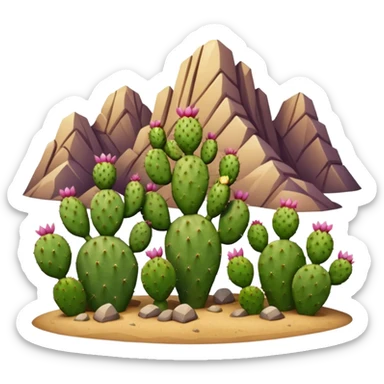 prickly pear cactus with mountains in background sticker