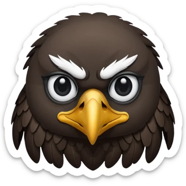simple eagle emoji DOT eyes, only pupils, solid black , no iris, remove the white part of the eye sticker