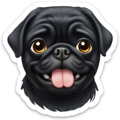 Black pug with wig sticker