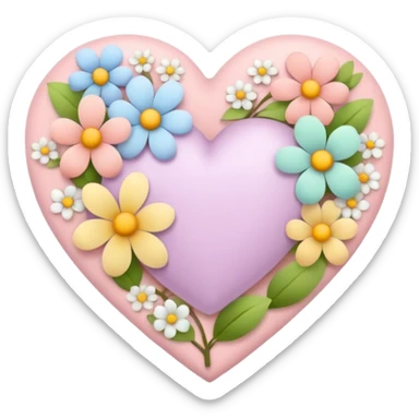 spring-themed heart sticker