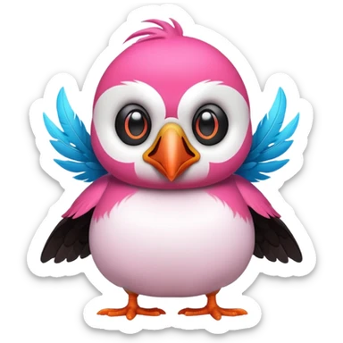 pink puffin angry steam sticker