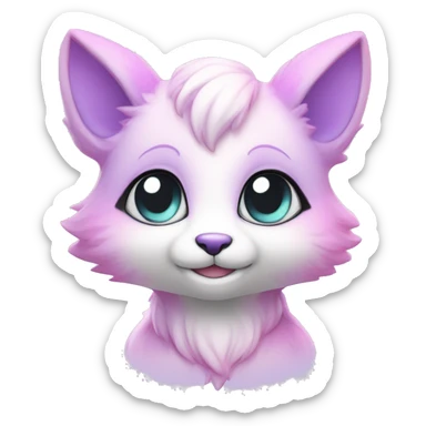 Kawaii cute colorful bright light pastel lilac-pink-white-gradient fantasy ethereal anthro fursona animal creature sticker