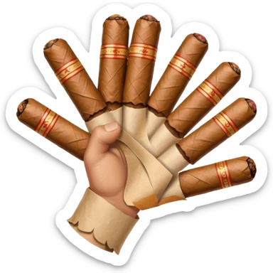 a hand holding lots of cigars sticker