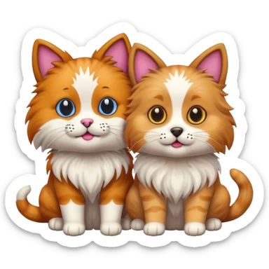 Cat and dog sticker