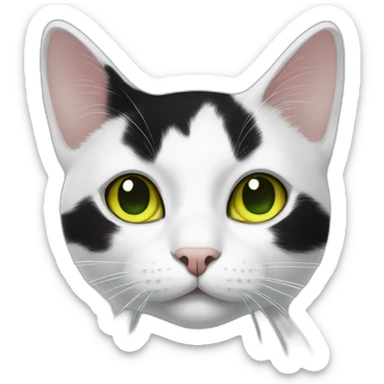 black-and-white cat with yellow-green eyes sticker