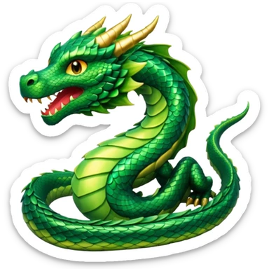 Create a single emoji of a Dragon in full body, shown at a slight side angle in a natural, characteristic pose. stylized like an emoji, but clearly recognizable.  sticker