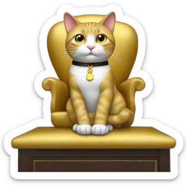 cat secretary sitting on top of the gold cloud sticker