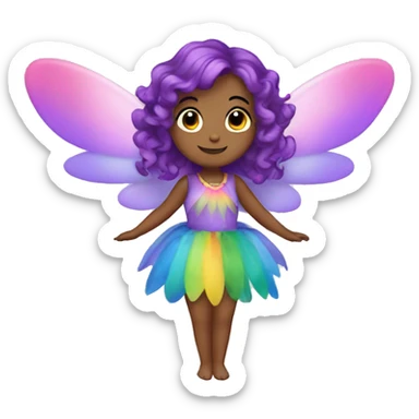 fairy with purple hair and rainbow dress and rainbow wings  sticker