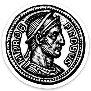 Create more imperial coin icons in the style of the reference image: ancient Roman coin, profile portrait, classic engraving style with high contrast, suitable for icon use, keep background transparent. Maintain the ancient engraving look with detailed lines and classic Roman style. sticker