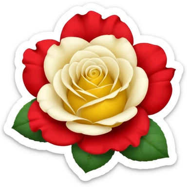 One red flower and one white flower and one small yellow rose below them sticker