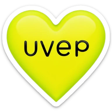 A neon yellow heart with black brushes inside the heart and The text UVP inside the heart sticker