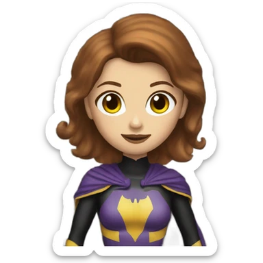 batgirl with brown hair and cash sticker