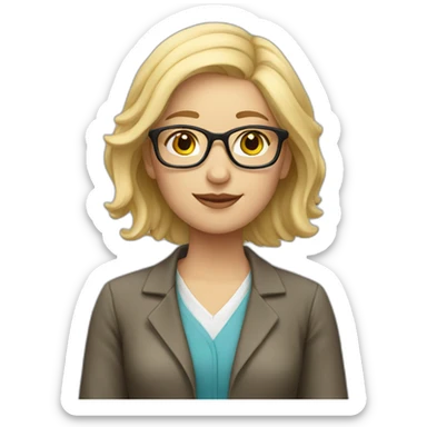 librarian with blonde hair and glasses sticker