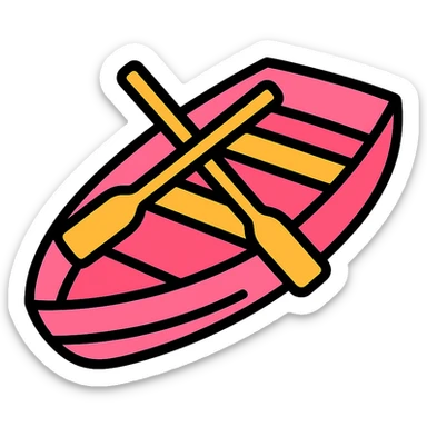 classic pink wooden rowing boat sticker