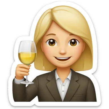 Smiling face emoji (not a person), blushing, holding white wine  sticker