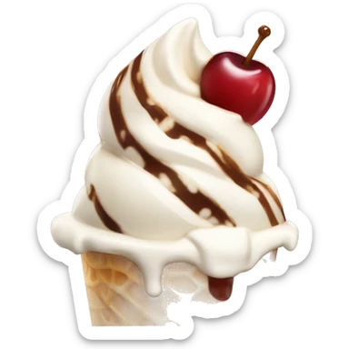 Ice cream sundae with caramel and cherry on top  sticker