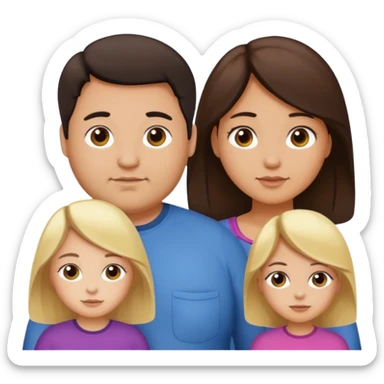 Familia de 4 personas : Hombre gordito,pelo oscuro, Mujer pelo cafe, hija pelo mono , hija pelo oscuro. sticker