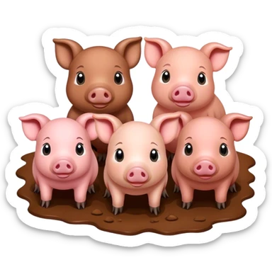 3 pigs in mud and 1 really skinny  sticker
