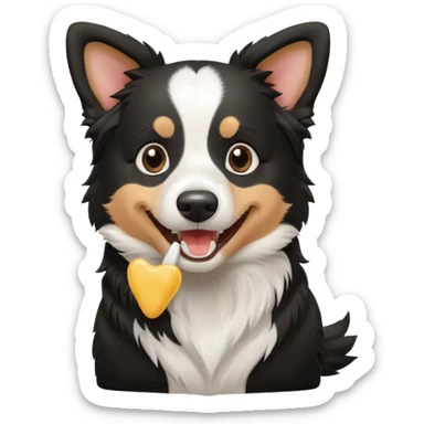 border collie holding a tooth sticker