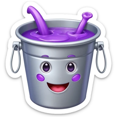 cartoon silver bucket with purple goo sticker