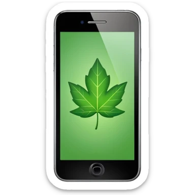 smartphone with a leaf symbol on the screen sticker