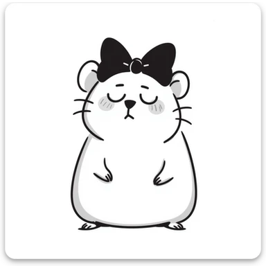 sad hamster with a bow sticker