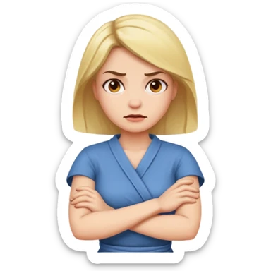 Woman with mad face and crossed arms sticker