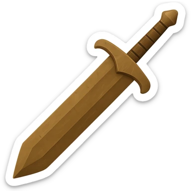 Make the greatsword's bronze color match the 2h sword more closely, adding more visible wear and scratches. Remove any gems. The style should resemble emoji style with a transparent background. sticker