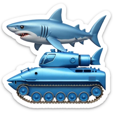 A shark driving a tank sticker