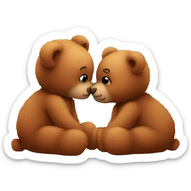 Cute fluffy teddy bears kissing  sticker