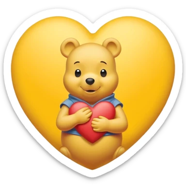 winnie the pooh inside yellow heart  sticker