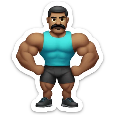 strong sport men with moustache and build muscles posing to show his muscles 💪  sticker