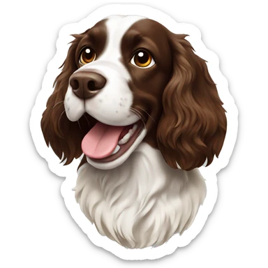 Brown and white springer spaniel playing fetch sticker