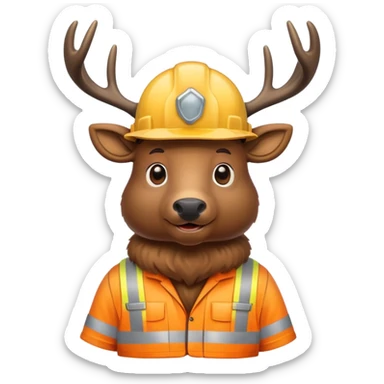 Elk with construction hat sticker
