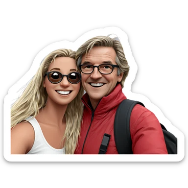 happy girl with friends outdoors sticker