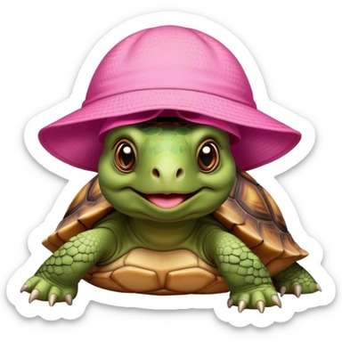Tortoise wearing pink sun hat  sticker