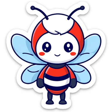 Female bee clip art red white blue patriotic sticker