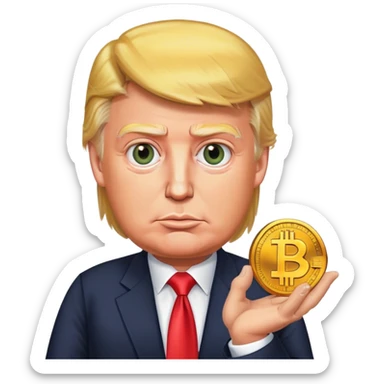 Donald trump holding bitcoin sticker