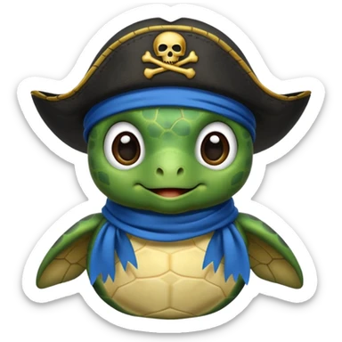 cute sea turtle wearing a blue pirate scarf sticker