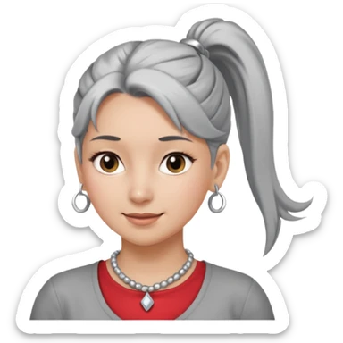 Female with Silver Necklace, grey skin,ponytail hair, different expressions. sticker