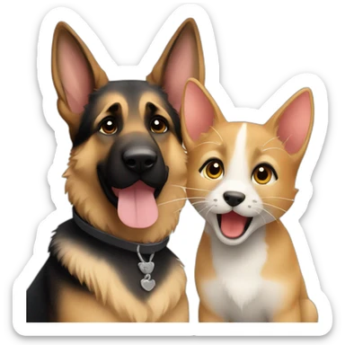 German Shepherd with a kitten sticker