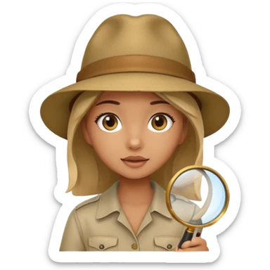 a girl with jungle and magnifying glass sticker