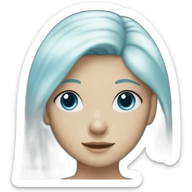 A young girl with long light blue hair and blue eyes. sticker