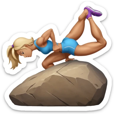 I need a woman bending forward with her hands on a bolder pushing it up hill sticker