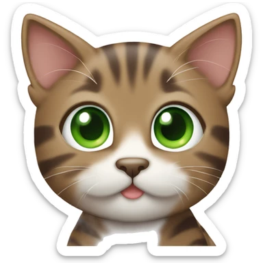 kawaii brown tabby kitten with green eyes sticker