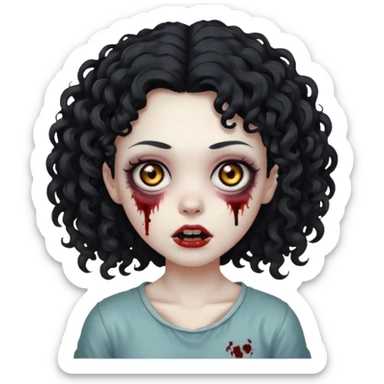 garota zumbi com cabelo cacheado preto sticker