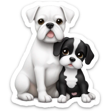 Black and white french bulldog and bichon frise hugging sticker