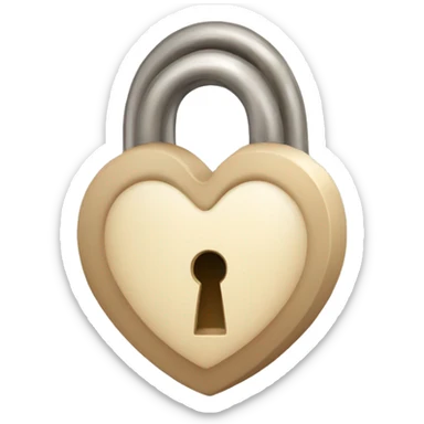 beige heart-shaped lock and key sticker