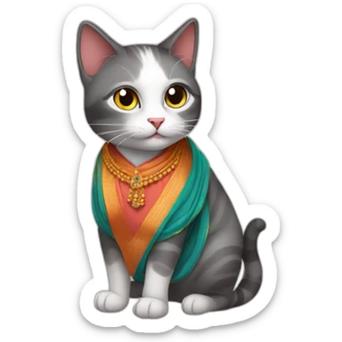Cat wearing saree sticker