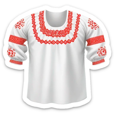  Shirt  vyshyvanka, white with red round embodiary on sleeves sticker